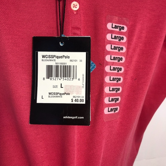 NWT***pink adidas polo tennis shirt - Picture 3 of 4